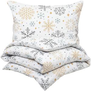 4Home Pościel flanelowa Frosty snowflakes, 140 x 220 cm, 70 x 90 cm