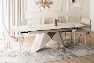 Ceramiczny stół z rozkładanym blatem Verona 160-240 cm, biały marmur/kaszmir