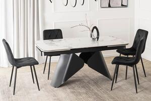 Ceramiczny stół z rozkładanym blatem Verona 160-240 cm, biały marmur/czarny