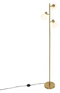 Lampa podłogowa złota z opalowym szkłem, regulowana na 3 punkty - Anouk Oswietlenie wewnetrzne