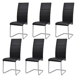 Krzesła stołowe, wspornikowe, 6 szt., czarne, sztuczna skóra