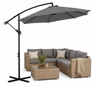 Mucola parasol na korbę parasol wspornikowy parasol ogrodowy parasol plażowy parasol patio parasol przeciwsłoneczny - szary 3,5 m