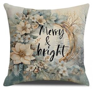 Świąteczna poszewka na poduszkę MERRY & BRIGHT 45x45 cm, beżowy