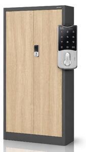 Biurowa szafa metalowa z zamkiem na szyfr antracytowa / dąb sonoma: Eco Design DANIEL, 900 x 1850 x 400 mm