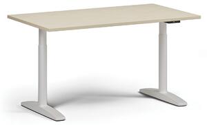Stół z regulacją wysokości OBOL, elektryczny, 675-1325 mm, blat 1400x800 mm, zaokrąglona podstawa biała, grafit