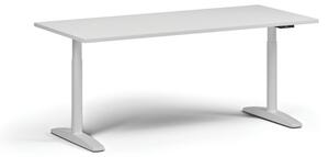 Stół z regulacją wysokości OBOL, elektryczny, 675-1325 mm, blat 1800x800 mm, zaokrąglona podstawa biała, biała