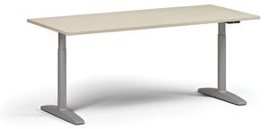 Stół z regulacją wysokości OBOL, elektryczny, 675-1325 mm, blat 1800x800 mm, zaokrąglona podstawa szara, grafit