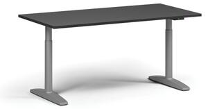 Stół z regulacją wysokości OBOL, elektryczny, 675-1325 mm, blat 1600x800 mm, zaokrąglona podstawa szara, grafit