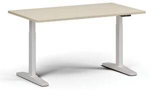 Stół z regulacją wysokości, elektryczny, 675-1325 mm, blat 1400x800 mm, podstawa biała, orzech