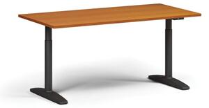 Stół z regulacją wysokości OBOL, elektryczny, 675-1325 mm, blat 1600x800 mm, zaokrąglona podstawa czarna, czereśnia