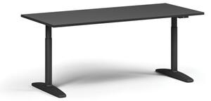 Stół z regulacją wysokości OBOL, elektryczny, 675-1325 mm, blat 1800x800 mm, zaokrąglona podstawa czarna, grafit