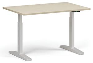 Stół z regulacją wysokości, elektryczny, 675-1325 mm, blat 1200x800 mm, podstawa biała, buk