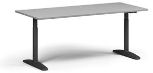 Stół z regulacją wysokości OBOL, elektryczny, 675-1325 mm, blat 1800x800 mm, zaokrąglona podstawa czarna, szary