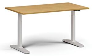 Stół z regulacją wysokości, elektryczny, 675-1325 mm, blat 1400x800 mm, podstawa biała, buk