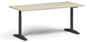 Stół z regulacją wysokości OBOL, elektryczny, 675-1325 mm, blat 1800x800 mm, zaokrąglona podstawa czarna, brzoza