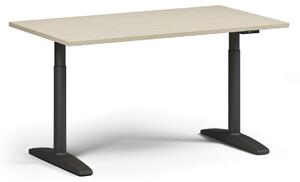 Stół z regulacją wysokości OBOL, elektryczny, 675-1325 mm, blat 1400x800 mm, zaokrąglona podstawa czarna, orzech
