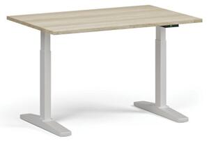 Stół z regulacją wysokości, elektryczny, 675-1325 mm, blat 1200x800 mm, podstawa biała, dąb naturalny