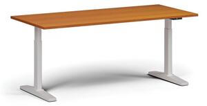Stół z regulacją wysokości, elektryczny, 675-1325 mm, blat 1800x800 mm, podstawa biała, czereśnia