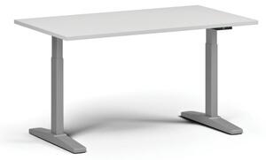 Stół z regulacją wysokości, elektryczny, 675-1325 mm, blat 1400x800 mm, podstawa szara, biała