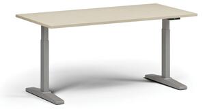 Stół z regulacją wysokości, elektryczny, 675-1325 mm, blat 1600x800 mm, podstawa szara, brzoza