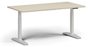Stół z regulacją wysokości, elektryczny, 675-1325 mm, blat 1600x800 mm, podstawa biała, brzoza