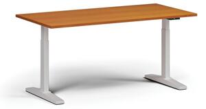 Stół z regulacją wysokości, elektryczny, 675-1325 mm, blat 1600x800 mm, podstawa biała, czereśnia