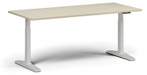 Stół z regulacją wysokości, elektryczny, 675-1325 mm, blat 1800x800 mm, podstawa biała, brzoza