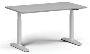 Stół z regulacją wysokości, elektryczny, 675-1325 mm, blat 1400x800 mm, podstawa biała, szara
