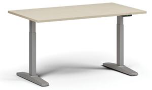 Stół z regulacją wysokości, elektryczny, 675-1325 mm, blat 1400x800 mm, podstawa szara, orzech