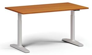 Stół z regulacją wysokości, elektryczny, 675-1325 mm, blat 1400x800 mm, podstawa biała, czereśnia