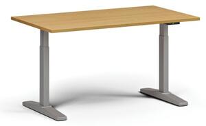 Stół z regulacją wysokości, elektryczny, 675-1325 mm, blat 1400x800 mm, podstawa szara, buk