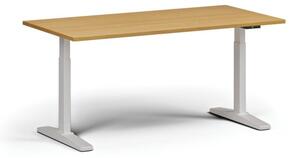 Stół z regulacją wysokości, elektryczny, 675-1325 mm, blat 1600x800 mm, podstawa biała, buk