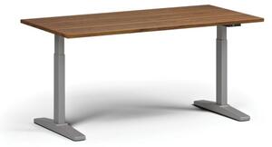 Stół z regulacją wysokości, elektryczny, 675-1325 mm, blat 1600x800 mm, podstawa szara, orzech
