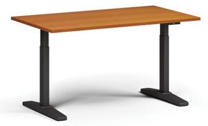 Stół z regulacją wysokości, elektryczny, 675-1325 mm, blat 1400x800 mm, podstawa czarna, czereśnia