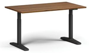 Stół z regulacją wysokości, elektryczny, 675-1325 mm, blat 1400x800 mm, podstawa czarna, orzech