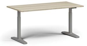 Stół z regulacją wysokości, elektryczny, 675-1325 mm, blat 1600x800 mm, podstawa szara, dąb naturalny