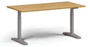 Stół z regulacją wysokości, elektryczny, 675-1325 mm, blat 1600x800 mm, podstawa szara, buk