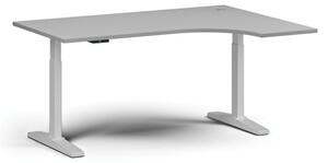 Stół z regulacją wysokości, elektryczny, 675-1325 mm, narożnik prawy, blat 1600x1200 mm, podstawa biała, szara