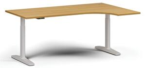 Stół z regulacją wysokości, elektryczny, 675-1325 mm, narożnik prawy, blat 1800x1200 mm, podstawa biała, buk