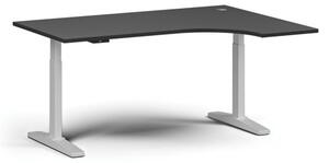 Stół z regulacją wysokości, elektryczny, 675-1325 mm, narożnik prawy, blat 1600x1200 mm, podstawa biała, grafit