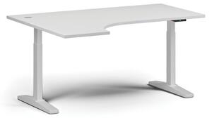 Stół z regulacją wysokości, elektryczny, 675-1325 mm, narożnik lewy, blat 1600x1200 mm, podstawa biała, biała