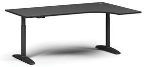 Stół z regulacją wysokości OBOL, elektryczny, 675-1325 mm, narożnik prawy, blat 1800x1200 mm, zaokrąglona podstawa czarna, grafit