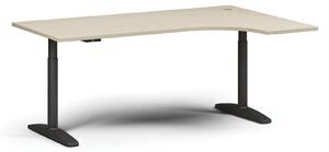 Stół z regulacją wysokości OBOL, elektryczny, 675-1325 mm, narożnik prawy, blat 1800x1200 mm, zaokrąglona podstawa czarna, wenge