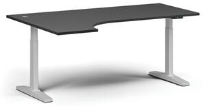 Stół z regulacją wysokości, elektryczny, 675-1325 mm, narożnik lewy, blat 1800x1200 mm, podstawa biała, grafit