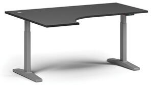 Stół z regulacją wysokości, elektryczny, 675-1325 mm, narożnik lewy, blat 1600x1200 mm, podstawa szara, grafit