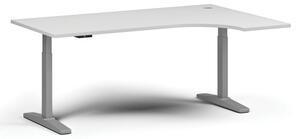 Stół z regulacją wysokości, elektryczny, 675-1325 mm, narożnik prawy, blat 1800x1200 mm, podstawa szara, biała