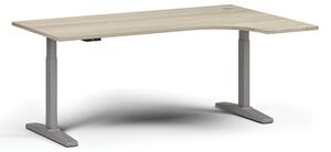 Stół z regulacją wysokości, elektryczny, 675-1325 mm, narożnik prawy, blat 1800x1200 mm, podstawa szara, dąb naturalny