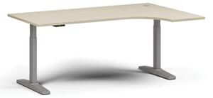 Stół z regulacją wysokości, elektryczny, 675-1325 mm, narożnik prawy, blat 1800x1200 mm, podstawa szara, brzoza