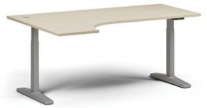 Stół z regulacją wysokości, elektryczny, 675-1325 mm, narożnik lewy, blat 1800x1200 mm, podstawa szara, szary