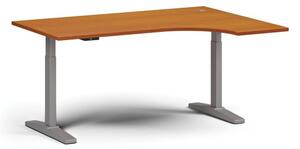 Stół z regulacją wysokości, elektryczny, 675-1325 mm, narożnik prawy, blat 1600x1200 mm, podstawa szara, czereśnia